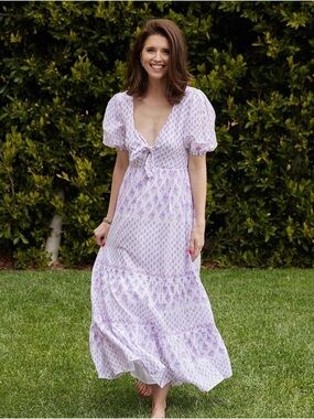 Cleobella Lilac Tie-Front Floral Maxi Dress